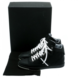 Pre Owned Dior Homme Monochrome Leather High Top Sneakers Size 42.5