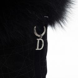مملوكة مسبقًا Dior Black Suede Cannage Fur Detail Knee Length Boots Size 37