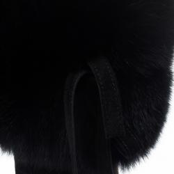 مملوكة مسبقًا Dior Black Suede Cannage Fur Detail Knee Length Boots Size 37