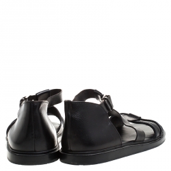 Dior Black Leather Open Toe Gladiator Flat Sandals Size 42.5