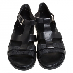 Dior Black Leather Open Toe Gladiator Flat Sandals Size 42.5