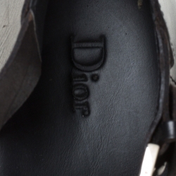 Dior Black Leather Open Toe Gladiator Flat Sandals Size 42.5