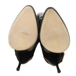 Pre Owned Christian Dior Black Suede & Leather Lace Up Intrigante Over The Knee Boots Size 38