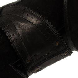 Pre Owned Christian Dior Black Suede & Leather Lace Up Intrigante Over The Knee Boots Size 38