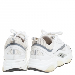 Pre Owned Dior Homme White/Grey Leather And Mesh B22 Sneakers Size 43