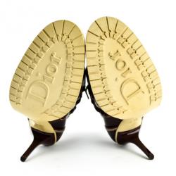 مملوكة مسبقًا Christian Dior Brown Leather Embroidered Ankle Boots Size 40