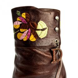 مملوكة مسبقًا Christian Dior Brown Leather Embroidered Ankle Boots Size 40