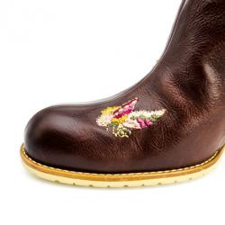 مملوكة مسبقًا Christian Dior Brown Leather Embroidered Ankle Boots Size 40