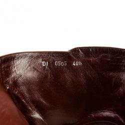 مملوكة مسبقًا Christian Dior Brown Leather Embroidered Ankle Boots Size 40