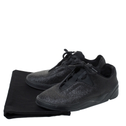 Pre Owned Dior Homme Black Glitter Leather And Leather Trim B17 Sneakers Size 41
