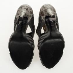 مملوكة مسبقًا Christian Dior Grey Python Back Zip Ankle Booties Size 37