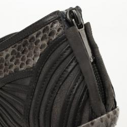 مملوكة مسبقًا Christian Dior Grey Python Back Zip Ankle Booties Size 37