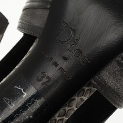 مملوكة مسبقًا Christian Dior Grey Python Back Zip Ankle Booties Size 37