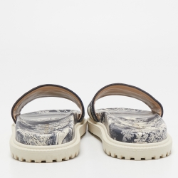 Dior Blue Embroided Canvas Dway Flat Slides Size 41