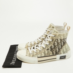 Dior White/Grey Mesh and Oblique Canvas B23 High Top Sneakers Size 44