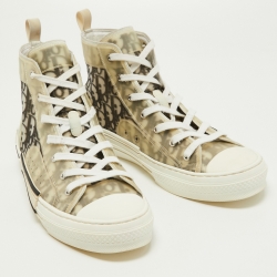 Dior White/Grey Mesh and Oblique Canvas B23 High Top Sneakers Size 44