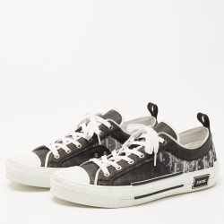 Dior Black/White Oblique Mesh and Rubber B23 Sneakers Size 46