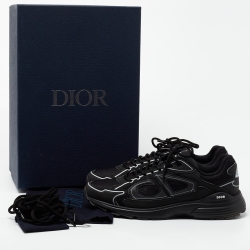 Pre Owned Dior Black/White Leather and Mesh B30 Sneakers Size 43
