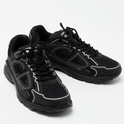 Pre Owned Dior Black/White Leather and Mesh B30 Sneakers Size 43