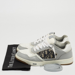 DIOR Grey/White Leather and Canvas B27 Low Top Sneakers Size 44