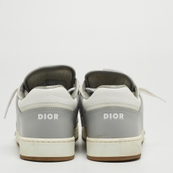 DIOR Grey/White Leather and Canvas B27 Low Top Sneakers Size 44