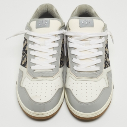 DIOR Grey/White Leather and Canvas B27 Low Top Sneakers Size 44