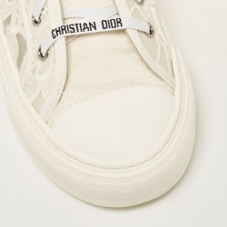 Pre Owned Dior White Canvas and  Lace B23 High Top Sneakers Size 42