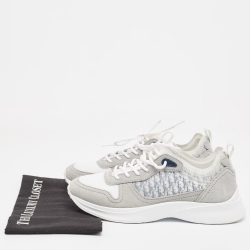 Dior Grey Oblique Mesh and Suede B25 Low Top Sneakers Size 41