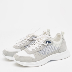Dior Grey Oblique Mesh and Suede B25 Low Top Sneakers Size 41