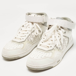 Dior White/Grey Leather B27 High Top Sneakers Size 42