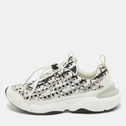 Dior White/Black Printed Fabric B24 Low Top Sneakers Size 42