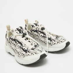 Dior White/Black Printed Fabric B24 Low Top Sneakers Size 42