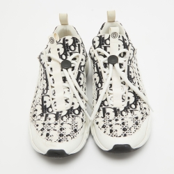 Dior White/Black Printed Fabric B24 Low Top Sneakers Size 42
