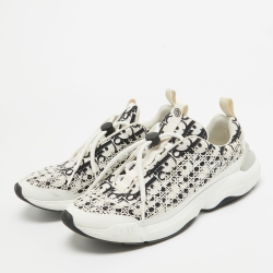 Dior White/Black Printed Fabric B24 Low Top Sneakers Size 42