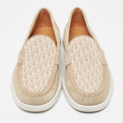 Dior Grey Suede and Canvas Granville Loafers Size 42