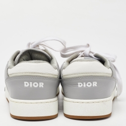 Dior Grey/White Leather and Oblique Canvas B27 Sneakers Size 40.5