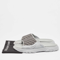 Dior Grey Canvas and Rubber Slide Flats Size 48