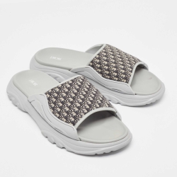 Dior Grey Canvas and Rubber Slide Flats Size 48