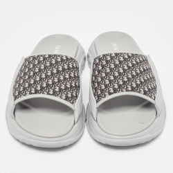 Dior Grey Canvas and Rubber Slide Flats Size 48