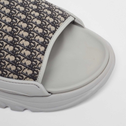 Dior Grey Canvas and Rubber Slide Flats Size 48