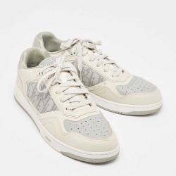Pre Owned Dior Grey/Cream Leather b27 Low Top Sneakers Size 45