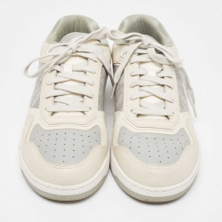 Pre Owned Dior Grey/Cream Leather b27 Low Top Sneakers Size 45