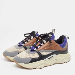 Dior Multicolor Leather and Mesh B22 Lace Up Sneakers Size 46