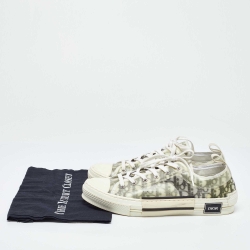 Dior White/Grey Oblique Mesh and Rubber B23 Low Top Sneakers Size 45