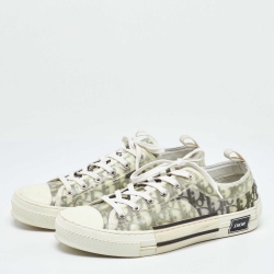 Dior White/Grey Oblique Mesh and Rubber B23 Low Top Sneakers Size 45