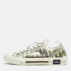 Dior White/Grey Oblique Mesh and Rubber B23 Low Top Sneakers Size 45