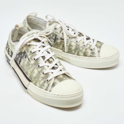 Dior White/Grey Oblique Mesh and Rubber B23 Low Top Sneakers Size 45