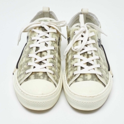 Dior White/Grey Oblique Mesh and Rubber B23 Low Top Sneakers Size 45