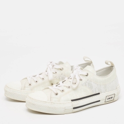 Dior White Oblique Mesh and Rubber B23 Sneakers Size 43