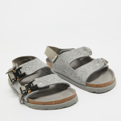 Dior X Birkenstock Grey Wool Slingback Sandals Size 41 